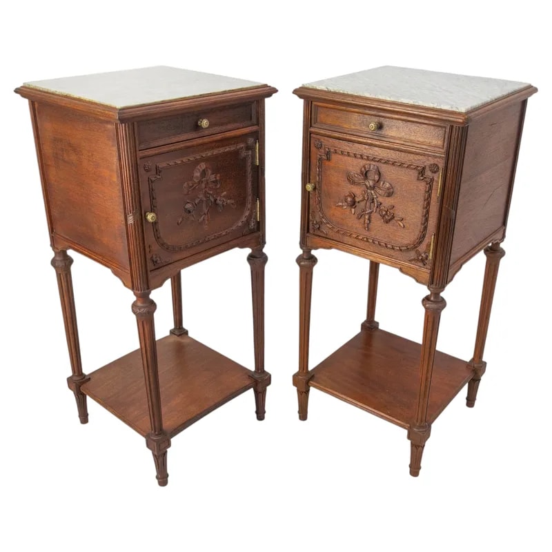 French Pair Nightstands Side Cabinets Bedside Tables Louis XVI St. C. 1900 — Furniture — resale