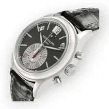 Patek Philippe Annual Calendar Chronograph Gray Dial Steel Leather Strap 3