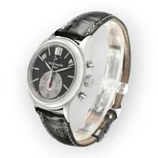 Patek Philippe Annual Calendar Chronograph Gray Dial Steel Leather Strap 4