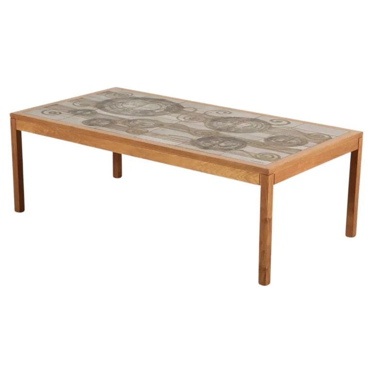 Lauritz Adolph Hjorth, Trioh Møbelfabrik — 1970s Lauritz Hjorth for Trioh Danish Ceramic Tile Coffee — Furniture — resale