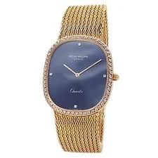 Patek Philippe — Patek Philippe Ellipse 18k Yellow Gold Quartz Diamonds Blue 3875/1J — Watch — resale
