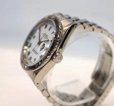 💥1993 Rolex Datejust 16220 White Roman Dial Thunderbird Bezel 36mm Serviced💥 3