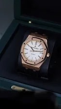Audemars Piguet Royal Oak 15400OR Rose Hold White Dial Leather Strap 41mm 2