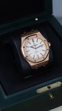 Audemars Piguet Royal Oak 15400OR Rose Hold White Dial Leather Strap 41mm 3