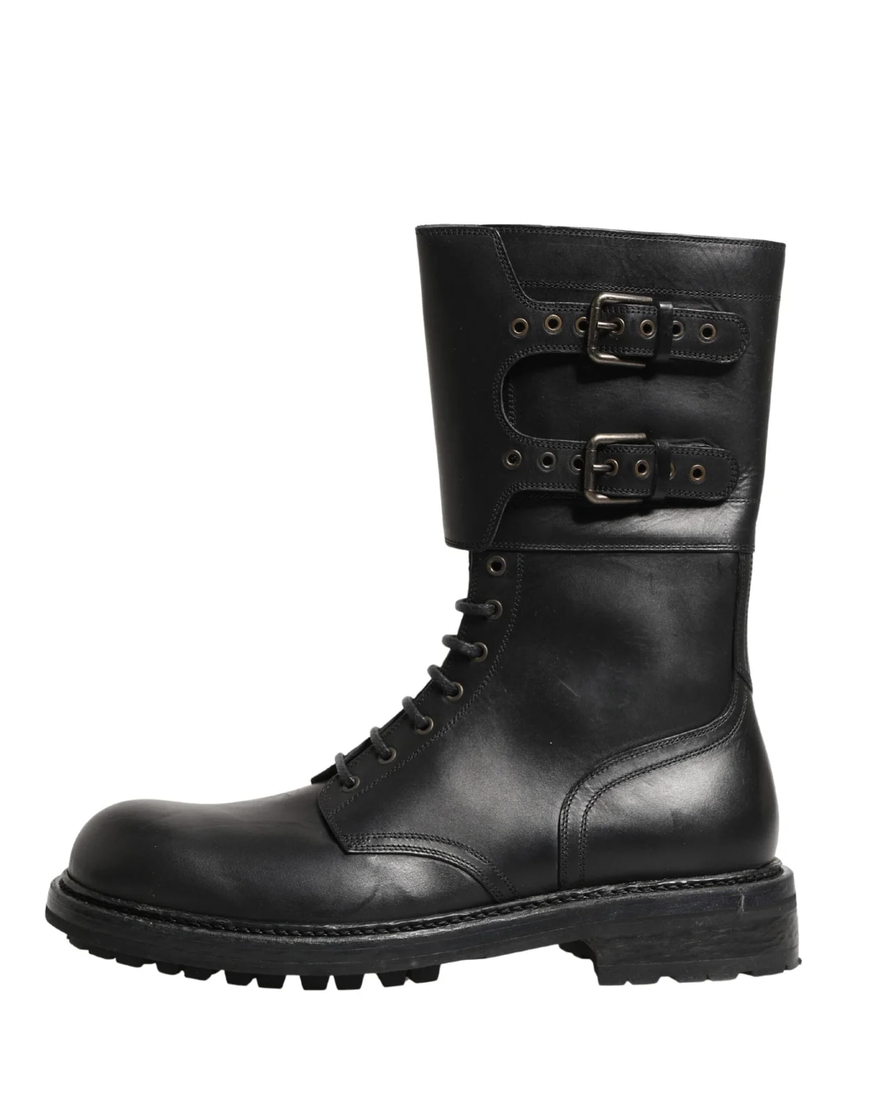 Dolce & Gabbana — Dolce & Gabbana Belted Buckle Combat — Designer Shoe — resale