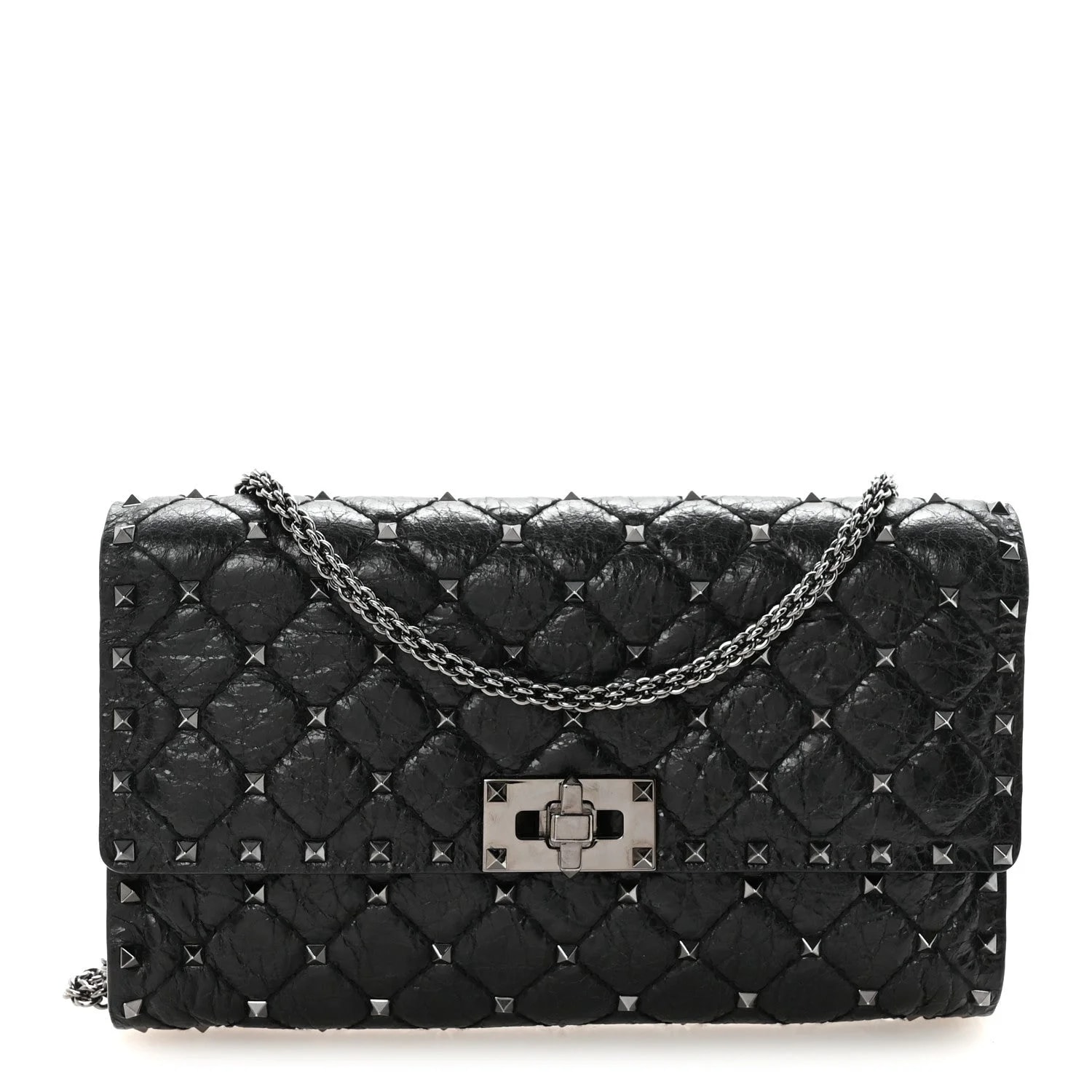 Valentino Garavani — Craquele Rockstud Spike Wallet on Chain — Handbag — resale