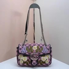 Gucci — Gucci GG Marmont Crossbody Floral Crochet Embroidery — Handbag — resale