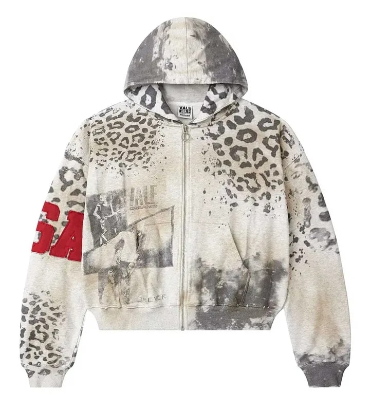 Forever Cheetah Zip Up Hoodie Grey — streetwear — resale