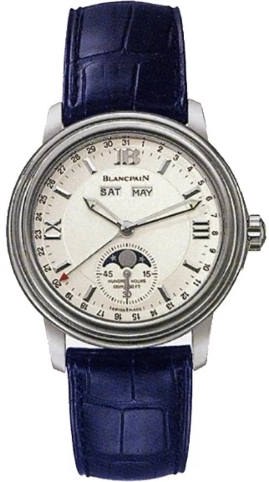 Worldofluxuryus — Blancpain Leman Moon Phase Complete Calendar 18K White Gold — Watch — resale