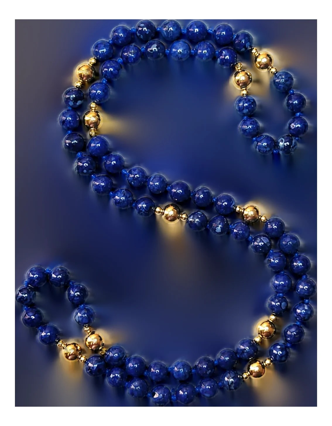 30-Inch Sodalite and Beaded , Circa 1970s — Jewelry — resale