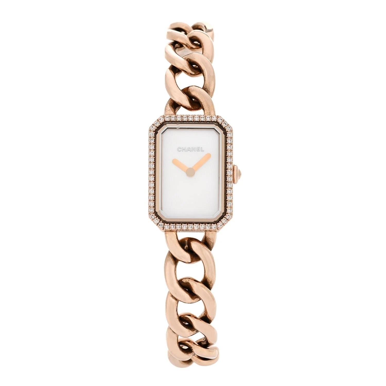 Chanel — 18K Beige Gold Diamond Bezel Mother of Pearl 16mm Chain Premiere Quartz — Watch — resale