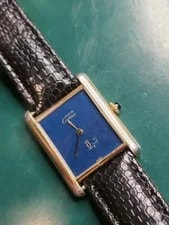 Must de Cartier — Blue Lapis Must de Cartier Tank Vermeil Argent 925 Gold Plate 23mm Manual — Watch — resale