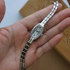 Cartier Lanieres Diamond Mini Tonneau 18k White Gold Bracelet 4