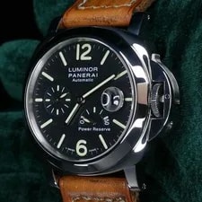 Panerai Luminor Power Reserve 44 Black Dial Leather Steel Full SET PAM01090 4