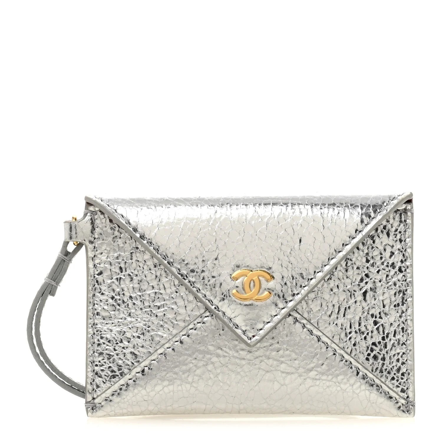 Chanel — Metallic Card Holder Bag Charm Silvery — Accessory — resale