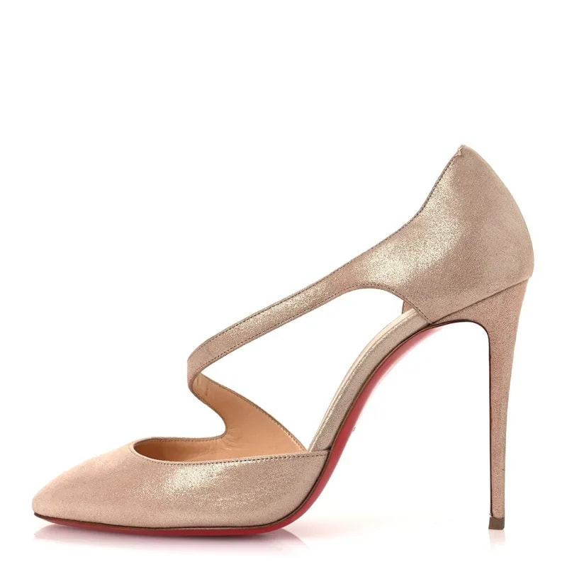 Christian Louboutin — Iridescent Veau Velours Catchy One 100 38 Nude — Designer Shoe — resale