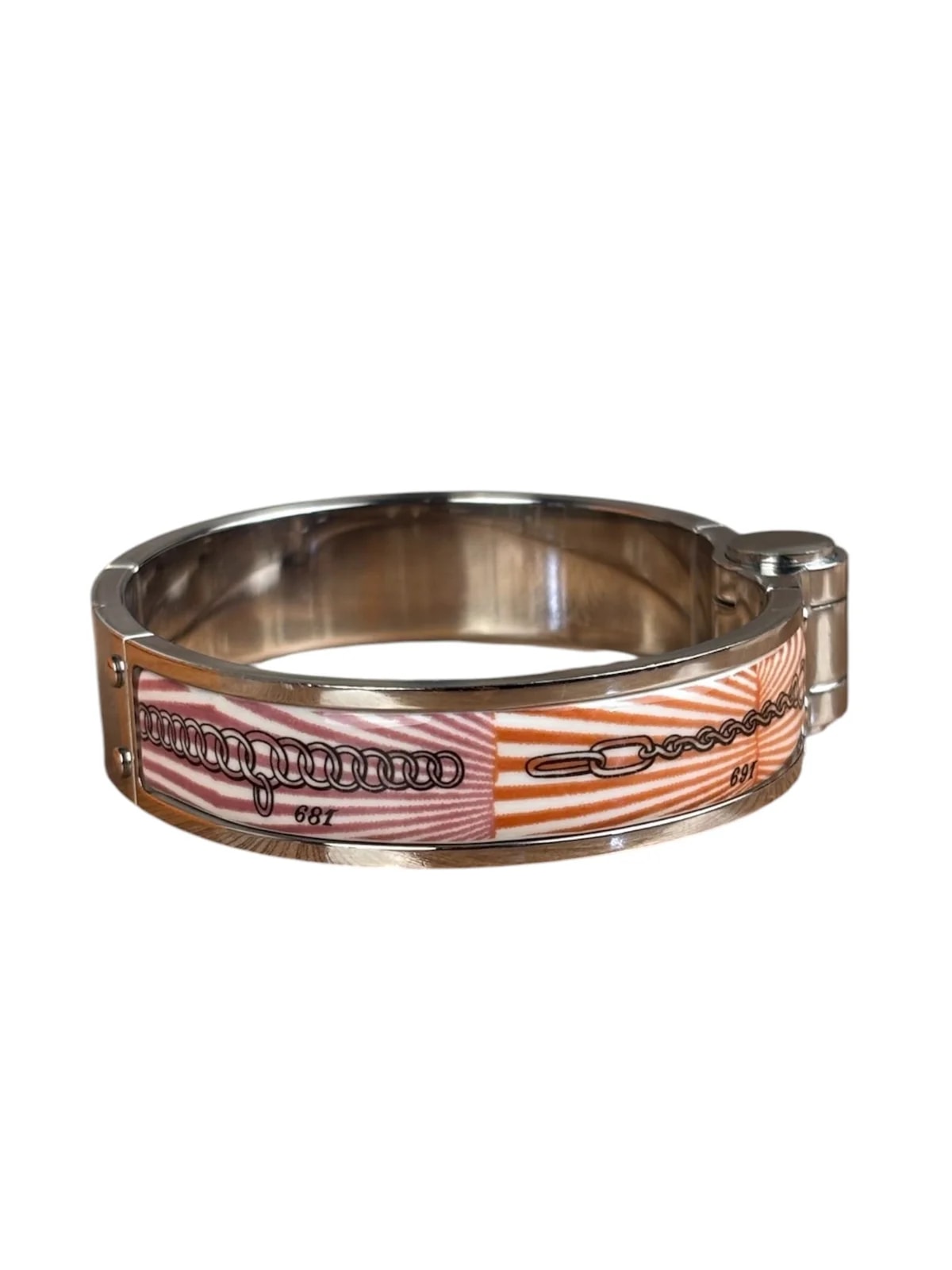 Hermes Palladium Plated Charniere Enamel Bangle 3