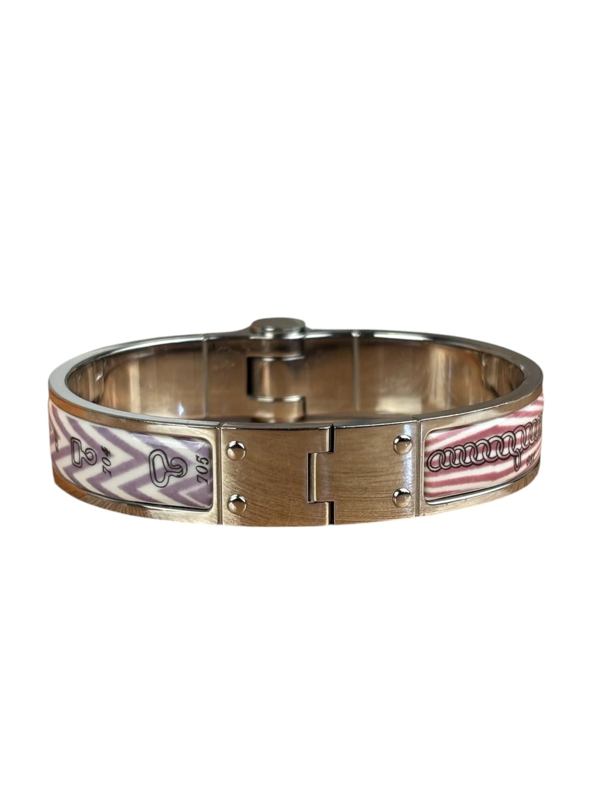 Hermes Palladium Plated Charniere Enamel Bangle 4