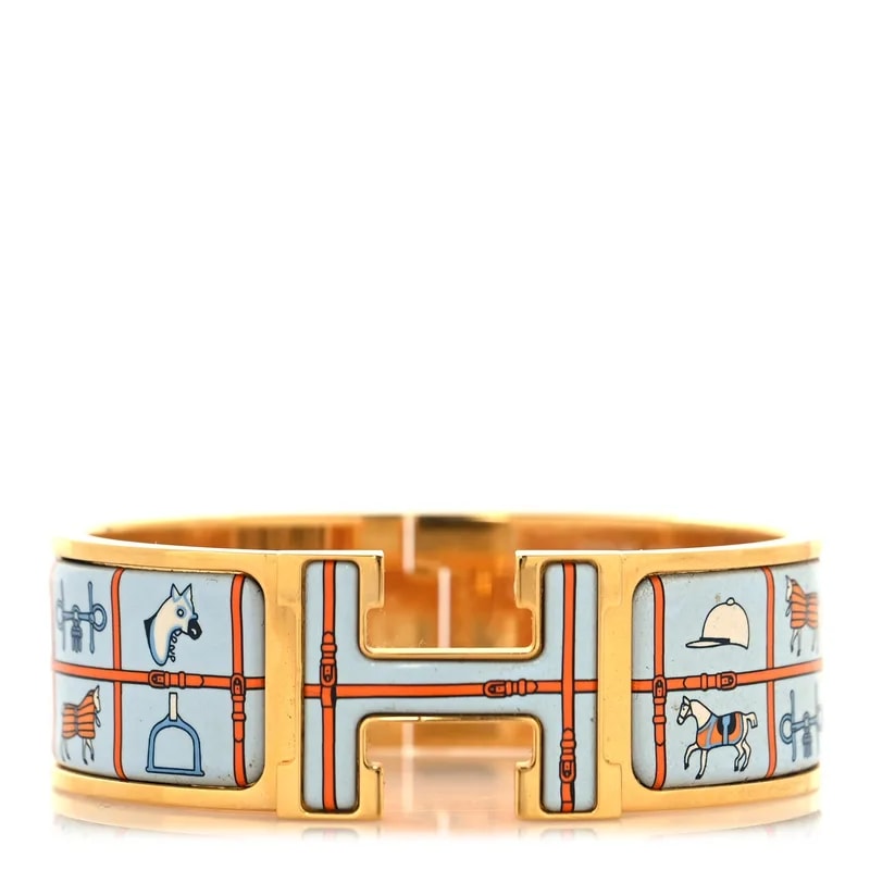 Hermès — Enamel Printed Wide Couvertures et Tenues de Jour Clic Clac H — Jewelry — resale