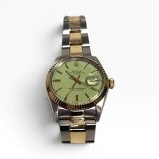 Rolex Date 34 Mm Two Tone Pistachio Dial Oyster Automatic 1500 Circa 1972 4