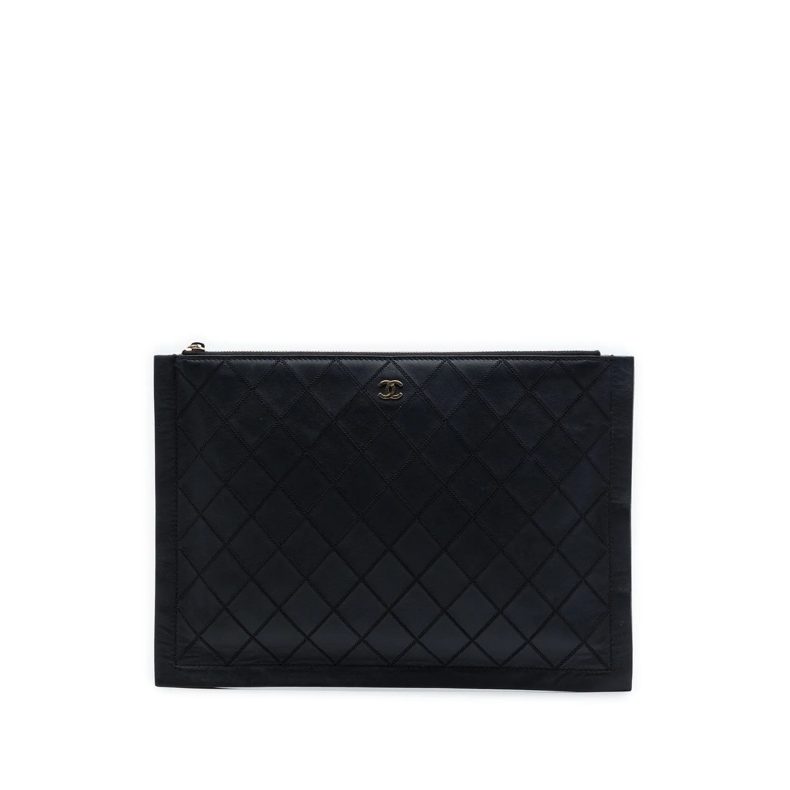 Chanel — Large Stitched Zip — Handbag — resale