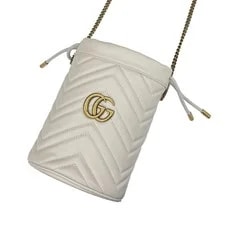 Gucci GG Marmont Bucket Drawstring Crossbody Chain Antique 2