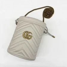Gucci GG Marmont Bucket Drawstring Crossbody Chain Antique 3