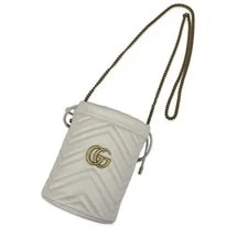 Gucci GG Marmont Bucket Drawstring Crossbody Chain Antique 4