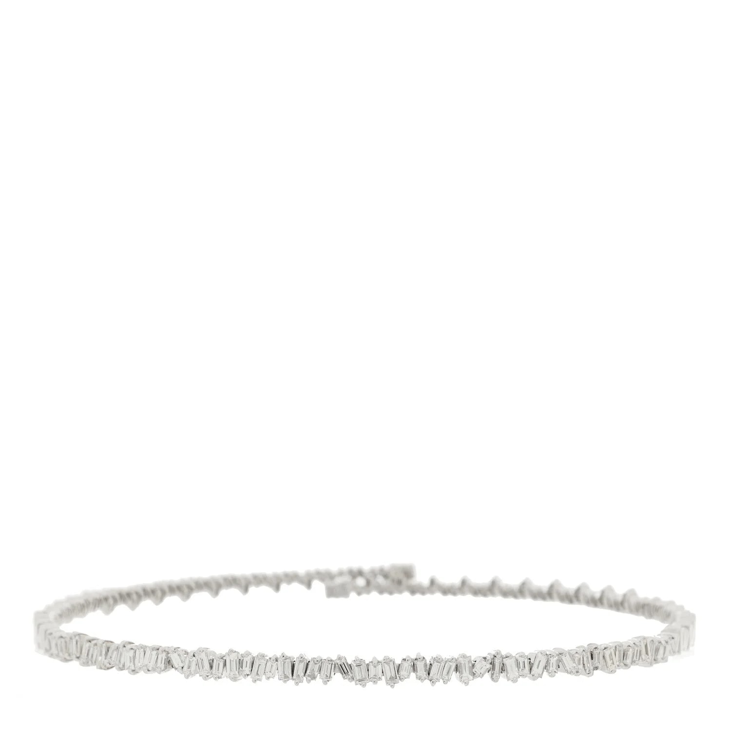 Suzanne Kalan — 18K White Gold Classic Half Baguette Choker — Jewelry — resale