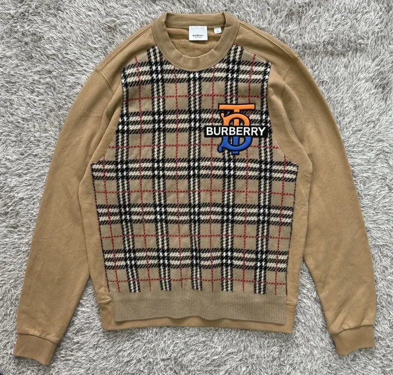 Burberry — Burberry Monogram Motif Check Panel Sweatshirt — streetwear — resale