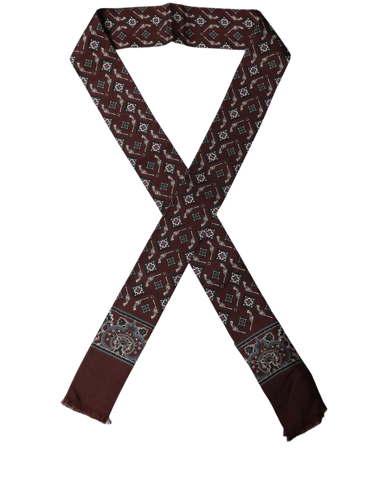 Dolce & Gabbana — Dolce & Gabbana Skinny Twilly Fringed Foulard Scarf — Accessory — resale
