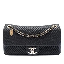 Chanel — Chanel Medium Chevron Wrinkled Medallion Charm Flap — Handbag — resale
