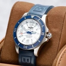 Breitling — 2023 Breitling Superocean A17366D81A1S2 White Dial Blue Bezel Complete Set — Watch — resale