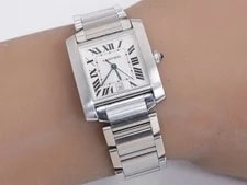 Cartier Tank Francaise W51002Q3 2302 Stainless Steel 28mm Ivory Dial #WJW184 2