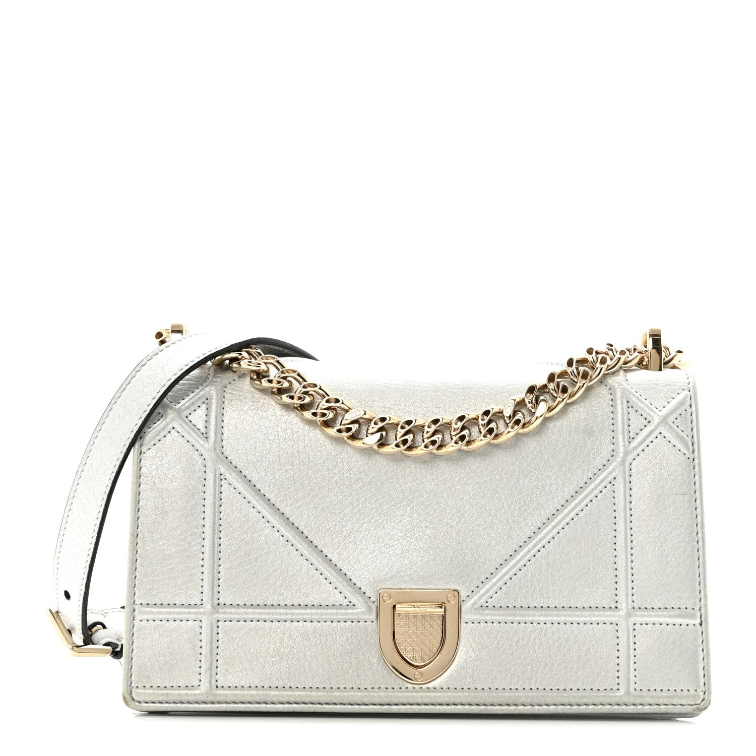 Dior — Metallic Grained Diorama Wallet on Chain — Handbag — resale