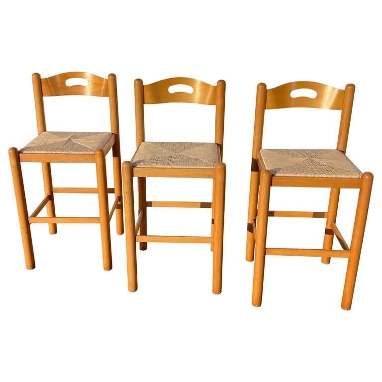 Postmodern Lowenstein Padova Dowel Counter Height Bar Set of 3 — Furniture — resale