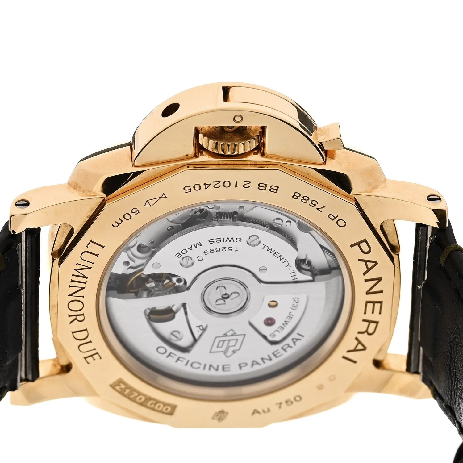 18K Yellow Gold Alligator 42mm Luminor Due Automatic Green PAM01423 4