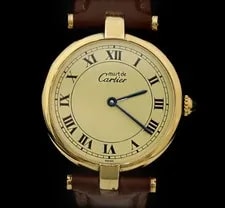 Cartier — Cartier Mustard Vermeil Quartz Leather Band Brown Gold 30MM 8394656052 154664596 — Watch — resale