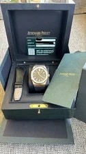 Audemars Piguet Royal Oak Rose Gold Black Dial Auto Rubber Strap Box Papers 3