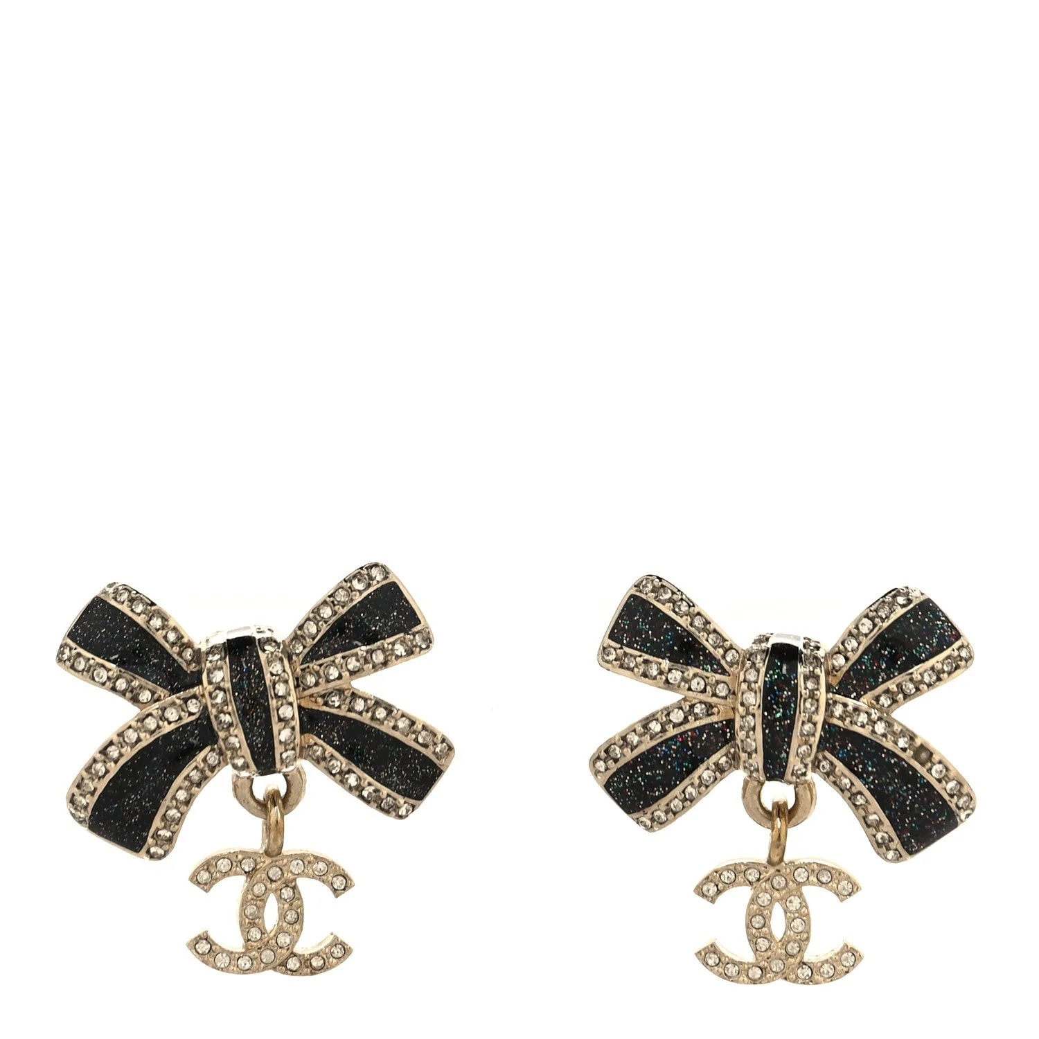 Chanel — Glitter Bow Drop CC — Jewelry — resale