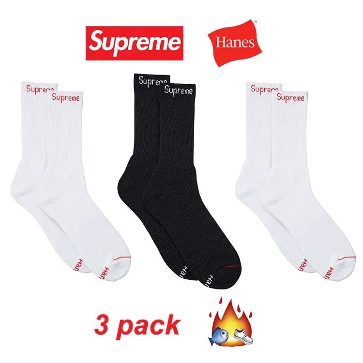 Supreme / Hanes - & Crew Socks - (3 Pairs) 2