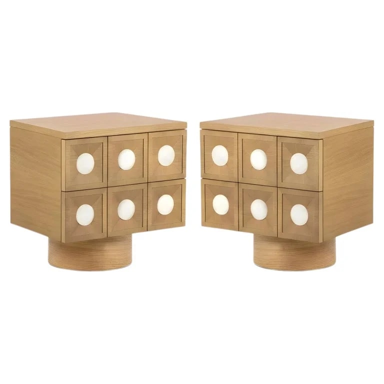 Jaeger-LeCoultre — Set of Two Bedside Crafted From Limed With Selenite Inlay — Furniture — resale