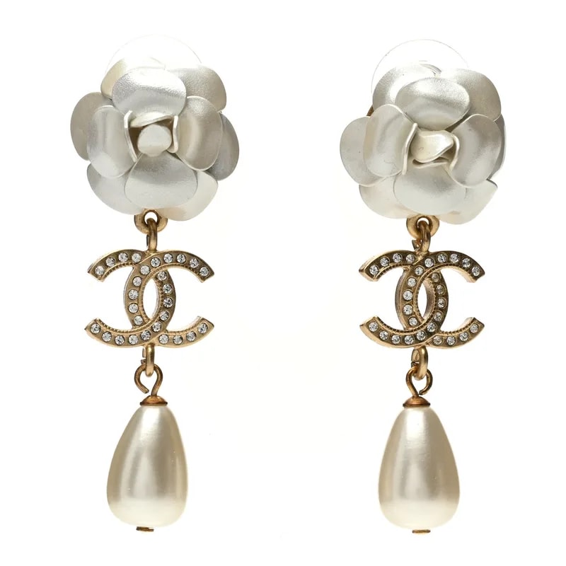 Chanel — Metal 90s Camellia CC Drop — Jewelry — resale
