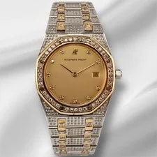 Audemars Piguet — Audemars Piguet 33mm Royal Oak 18K YG/Steel 3ct Iced Out Quartz 56303SA — Watch — resale