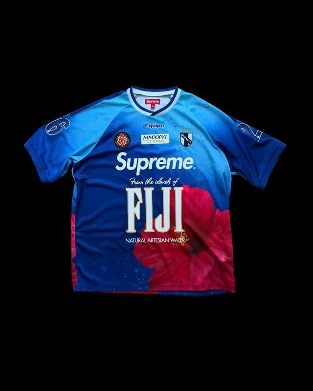 Supreme — Supreme X Fiji Water Soccer Shirt — streetwear — resale