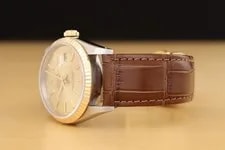 Rolex Datejust 16233 Champagne 18K Gold Steel Brown Leather 4