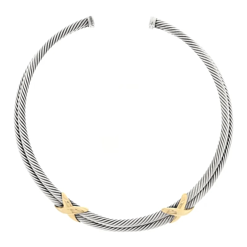 David Yurman — 14K Yellow Gold Double X Station Collar — Jewelry — resale
