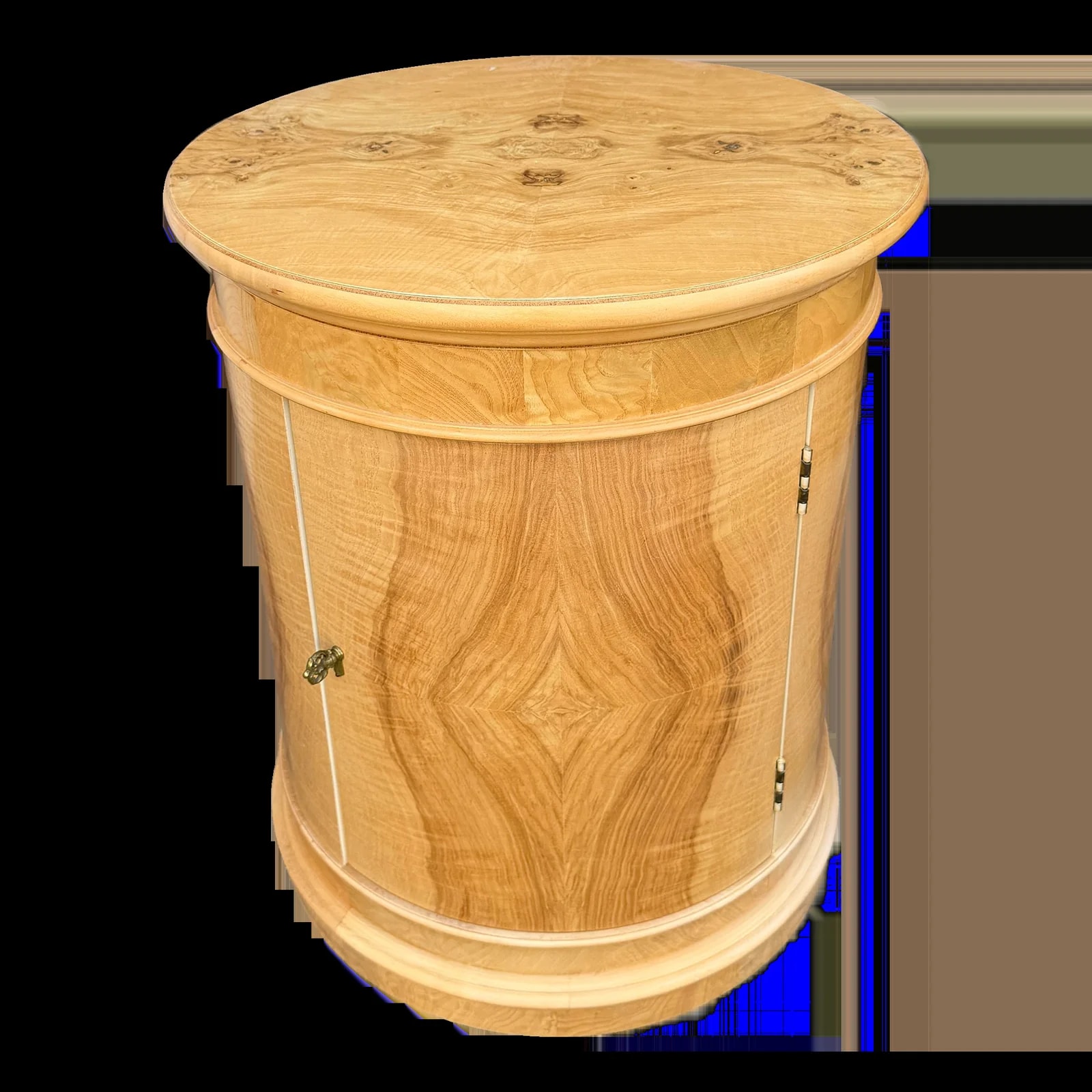 Henredon — 1990s Henredon Burl Drum Nightstand/End — Furniture — resale