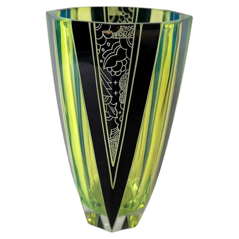 Karl Palda — Spectacular Art Deco Uranium Glass Vase By Karl Palda, c1930 — decorative_object — resale
