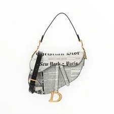 Dior — Christian Dior Newspaper Printed Saddle With Strap — Handbag — resale